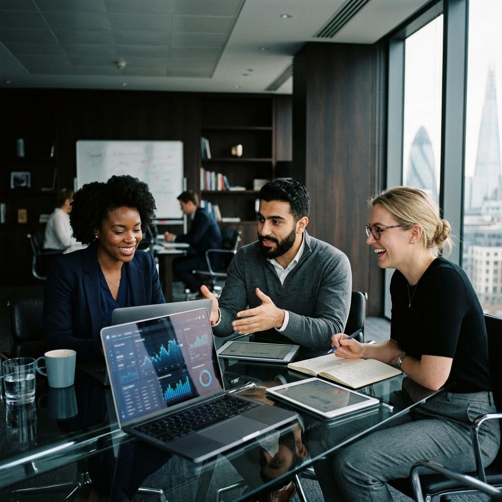 Quantitative engineering team collaborating at Fiancoria Holdings
