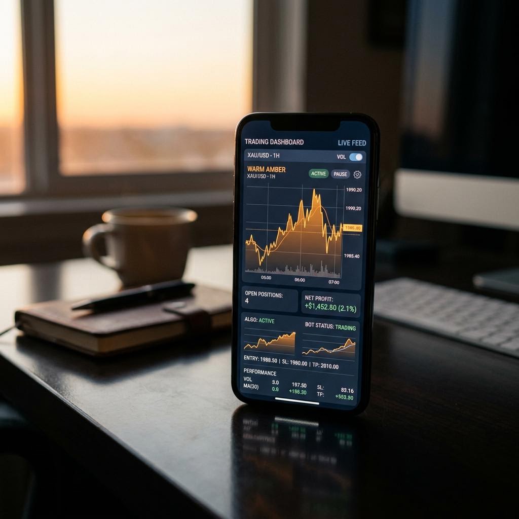 Fiancoria Holdings AI crypto trading platform interface on mobile device